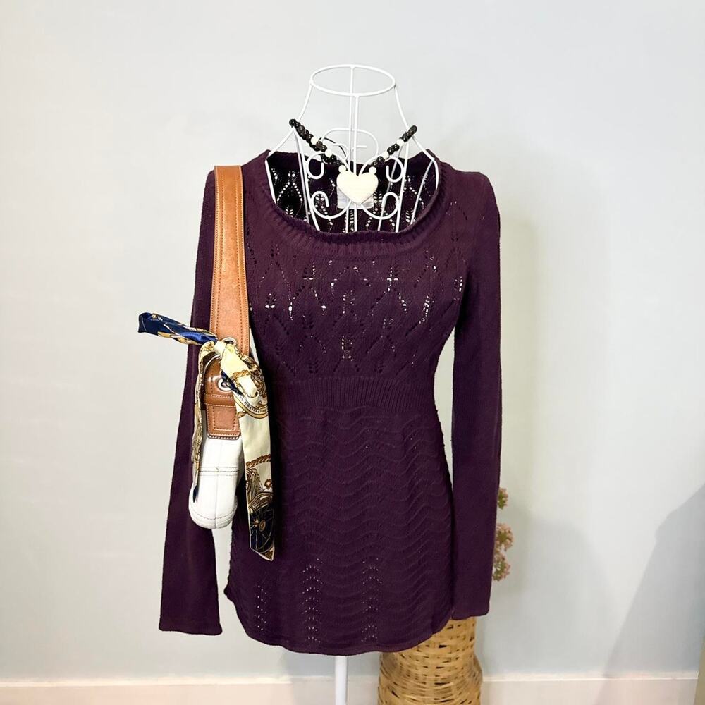 Cute vintage y2k purple babydoll sweater long sleeve blouse